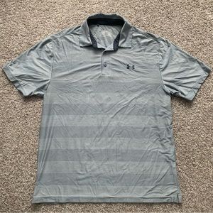 Under Armour HeatGear Men’s Large Grey Striped Short sleeve Polo Shirt